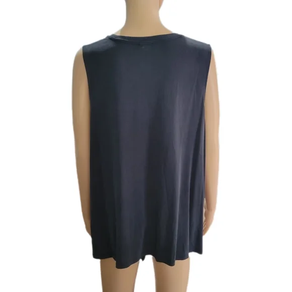 Time & Tru Black Sleeveless Top With Cutout Neck and Front Knot 2X - Picture 4 of 5